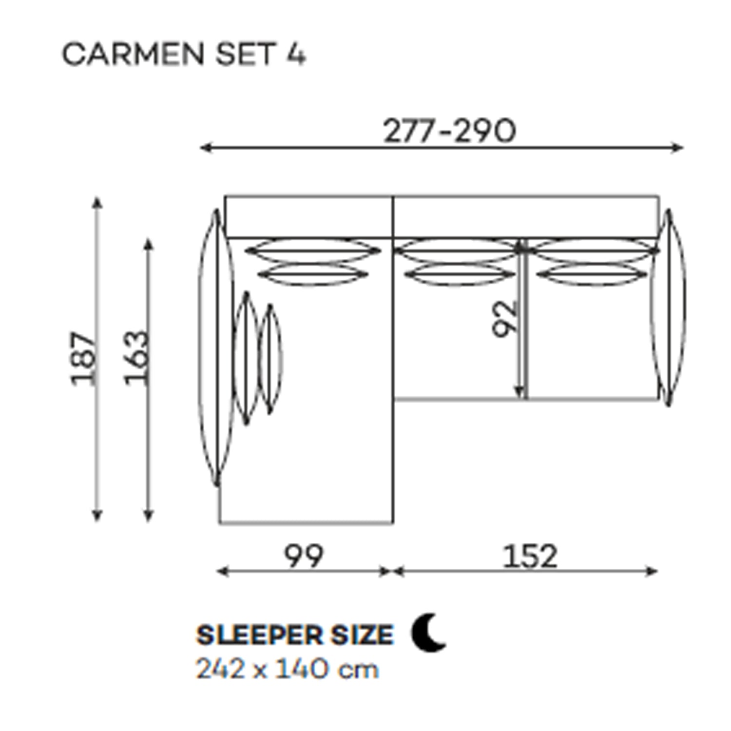 Sedežna garnitura Carmen - s funkcijo ležišča - eksponat