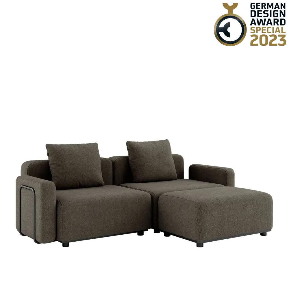 Cobana lounge sofa - 3 seater with armrest and pouf Brown Outdoor lounge sofa