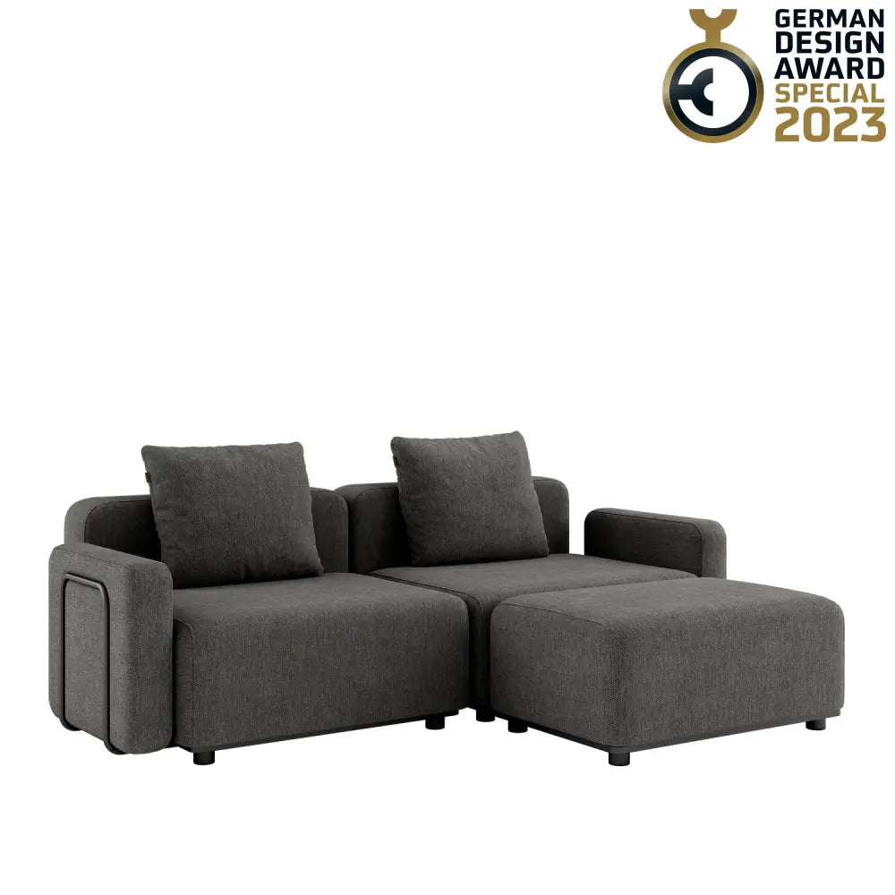 Cobana lounge sofa - 3 seater with armrest and pouf Grey Outdoor lounge sofa