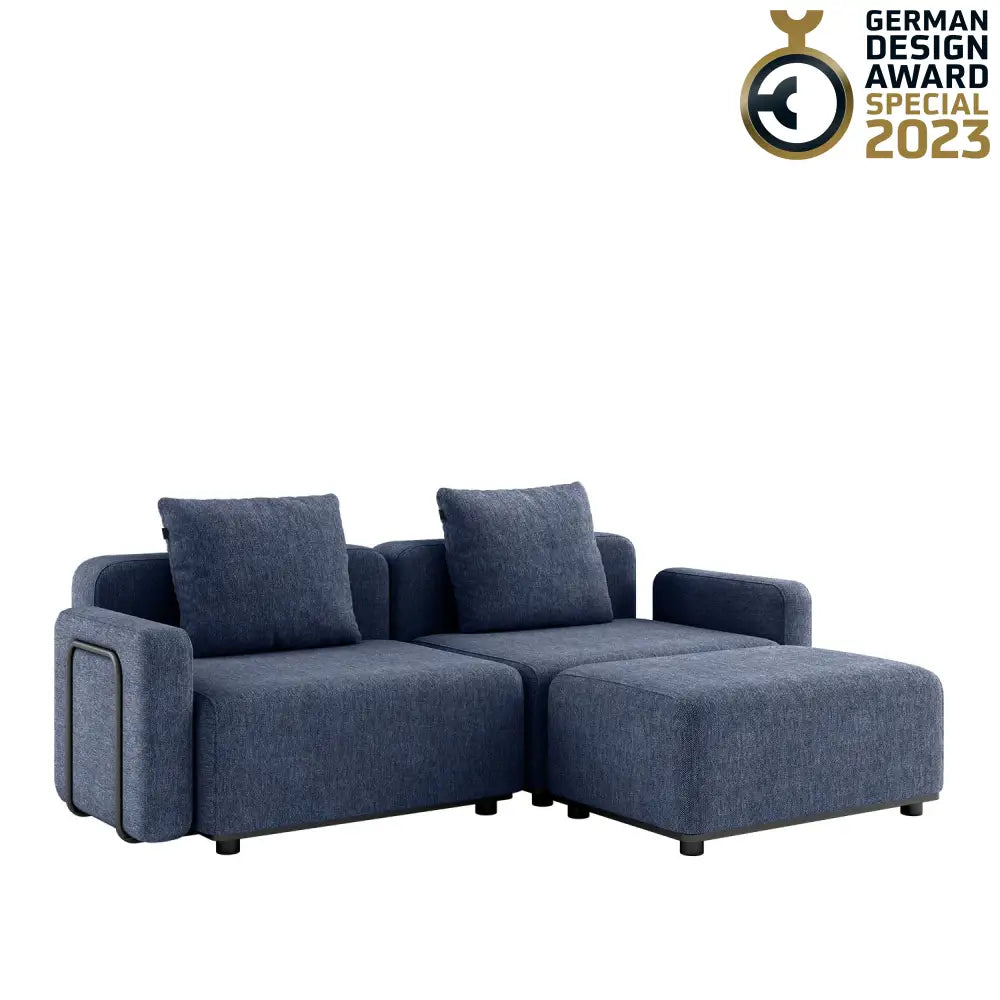 Cobana lounge sofa - 3 seater with armrest and pouf Kirra Indigo Outdoor lounge sofa
