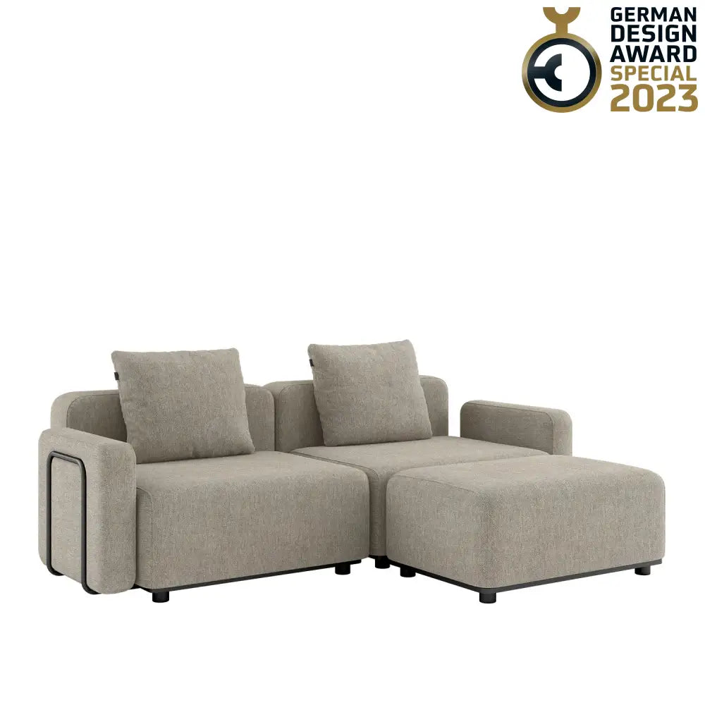 Cobana lounge sofa - 3 seater with armrest and pouf Kirra Sand Outdoor lounge sofa