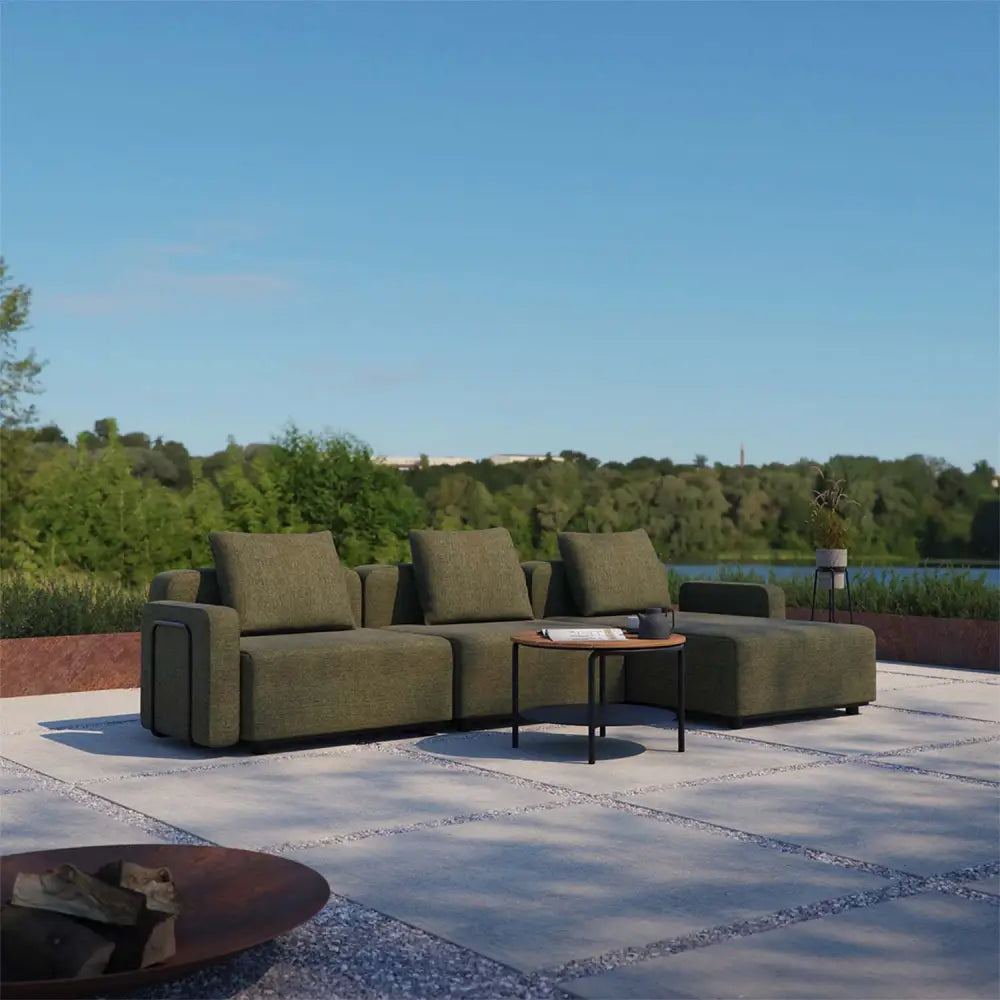 Cobana lounge sofa - 3 seater with armrest and pouf Outdoor lounge sofa