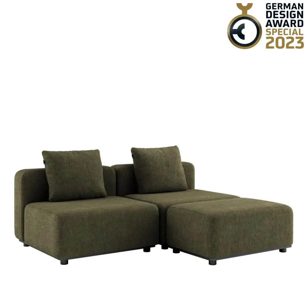 Cobana lounge sofa - 3 seater without armrest and with pouf Kirra Olive Outdoor lounge sofa