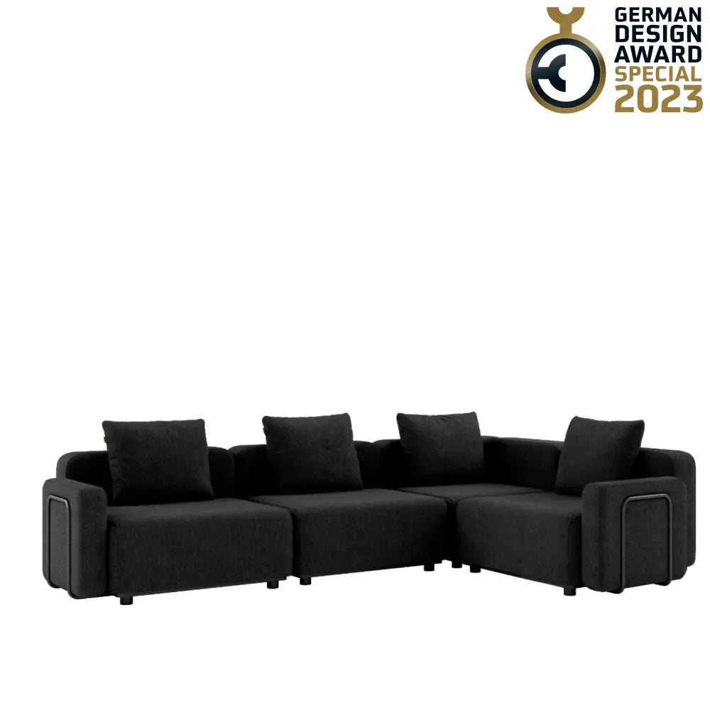 Cobana lounge sofa - 5 seater corner sofa with armrest Black Outdoor lounge sofa