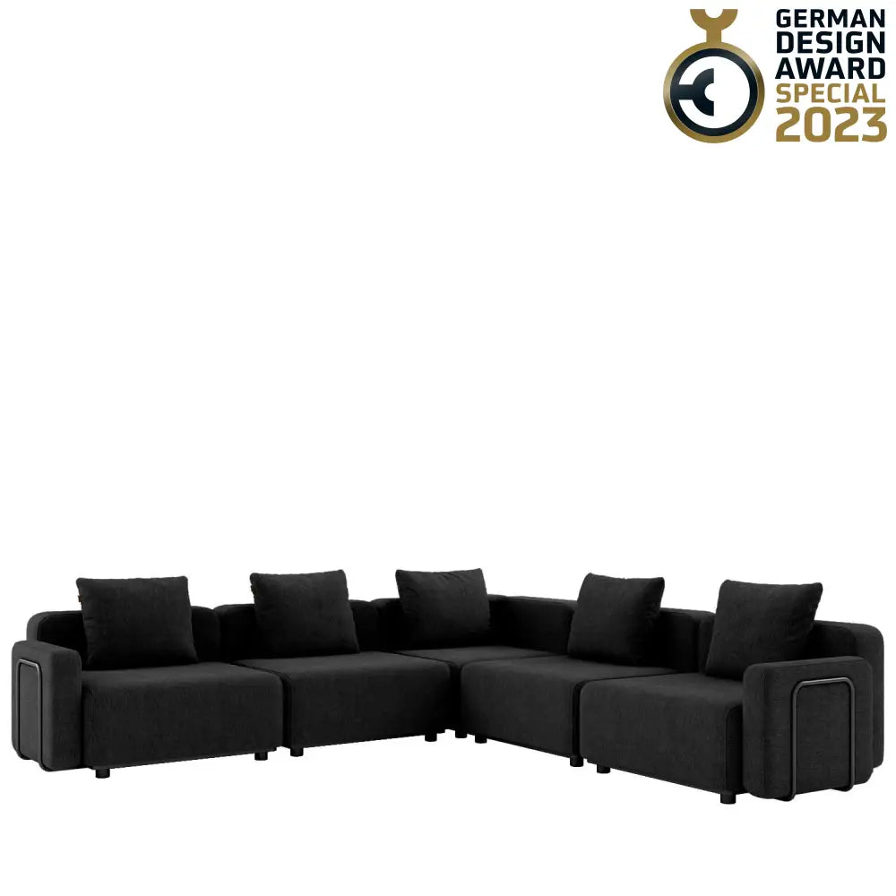 Cobana lounge sofa - Corner sofa with armrest Black Outdoor lounge sofa