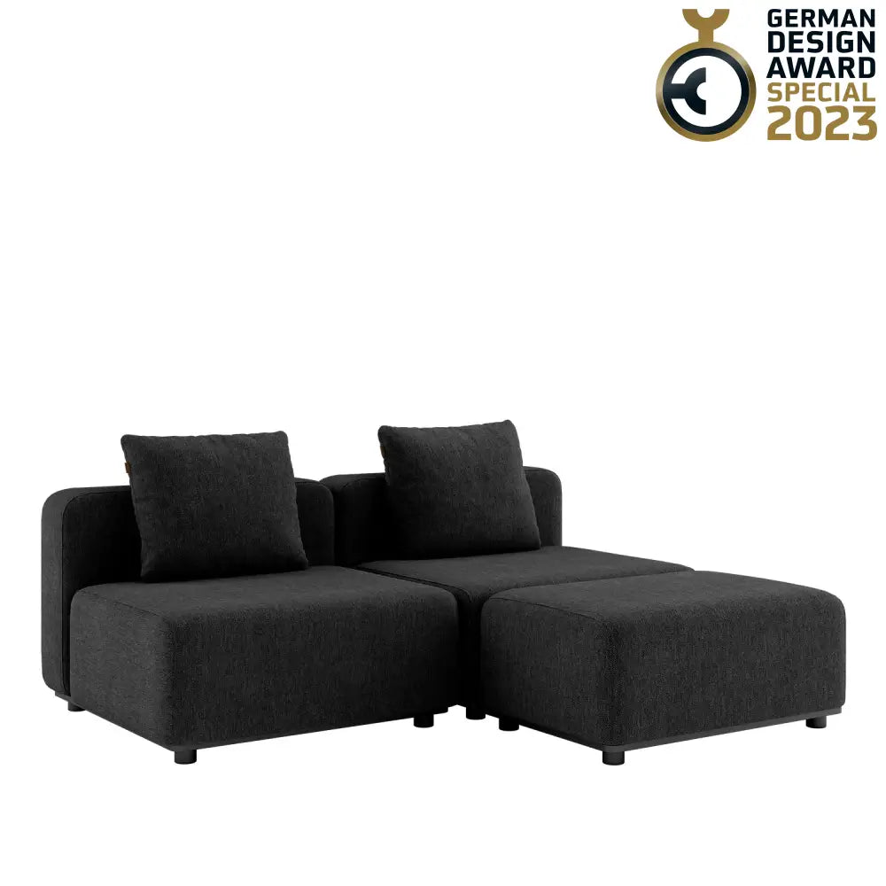 Cobana lounge sofa - 3 seater without armrest and with pouf Black Outdoor lounge sofa