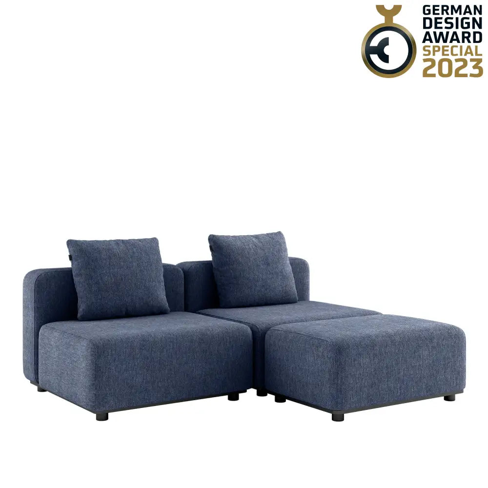 Cobana lounge sofa - 3 seater without armrest and with pouf Kirra Indigo Outdoor lounge sofa