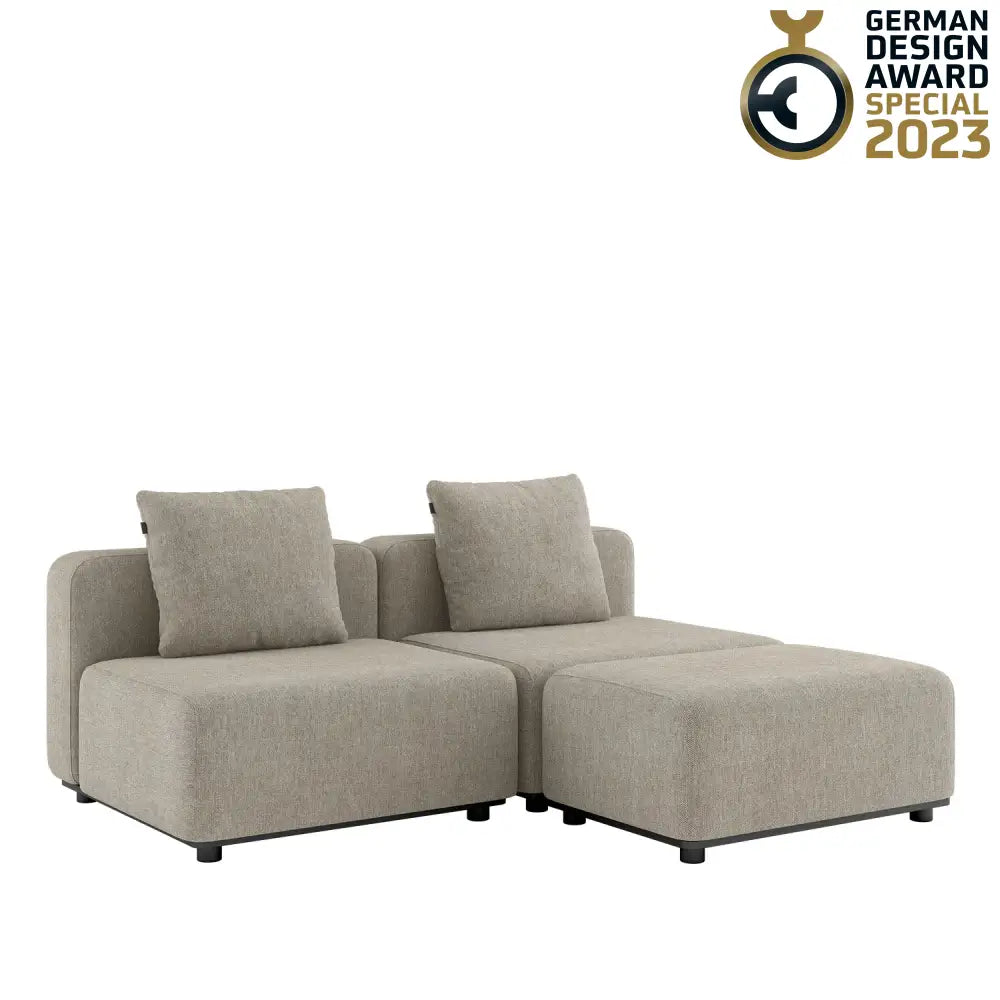 Cobana lounge sofa - 3 seater without armrest and with pouf Kirra Sand Outdoor lounge sofa