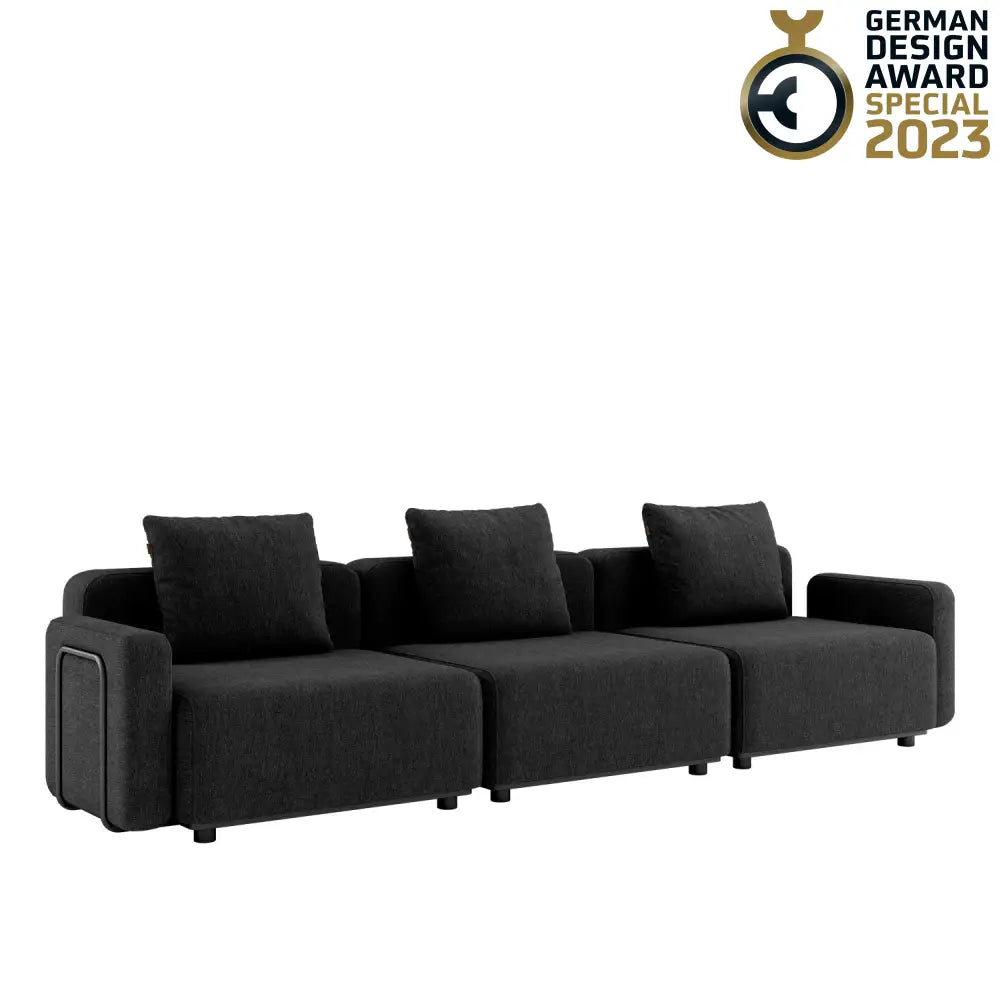 Cobana lounge sofa - 4 seater with armrest Black Outdoor lounge sofa