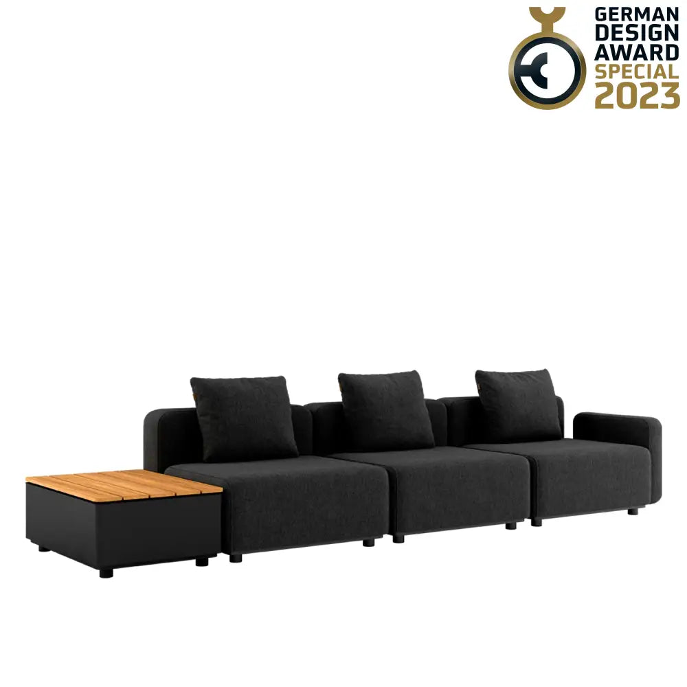 Cobana lounge sofa - 4 seater with Patio Storage Table Black Outdoor lounge sofa