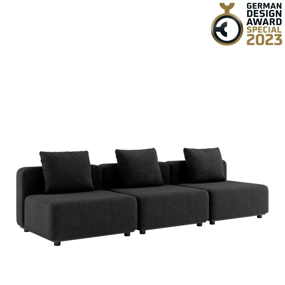 Cobana lounge sofa - 4 seater without armrest Black Outdoor lounge sofa