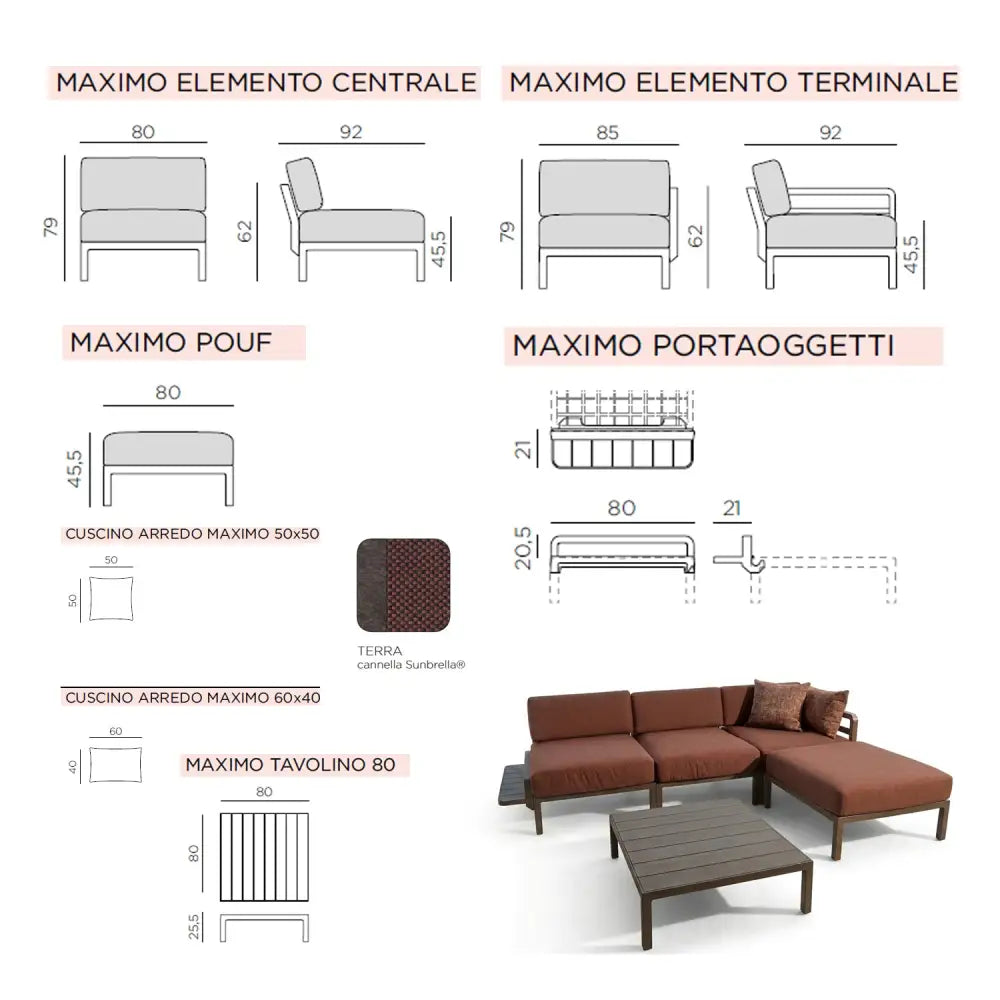 Maximo set - exhibit - Terra cannella - Outdoor lounge sofa